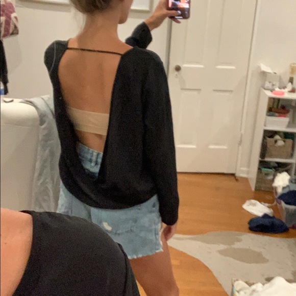 ASOS Black Backless Long Sleeve Chiffon Blouse - Picture 2 of 4